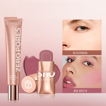 Max Love 3em1 em Bastão Batom/Blush/Sombra + TWOO Primer Maquiagem Poro Invisível Nova Formula